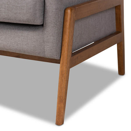 Baxton Studio Perris Grey Upholstered Walnut Finished Wood 3-PC Living Room Set 160-10252-8741